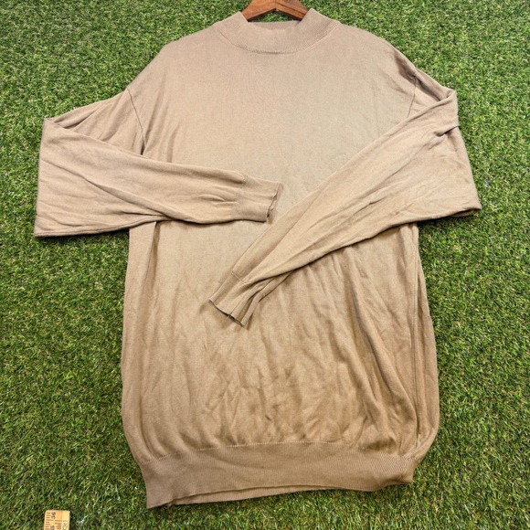 tom james Other - Tom James Mens Mock Neck Sweater Large Tall LT Brown Cotton Modal Made in Italy